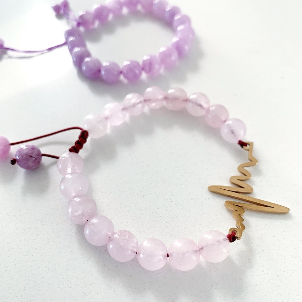 💝FIANL SALE $10 for 2 Lavender Jade Gemstone Bead Adjustable Strap Brace… - Picture 3 of 6
